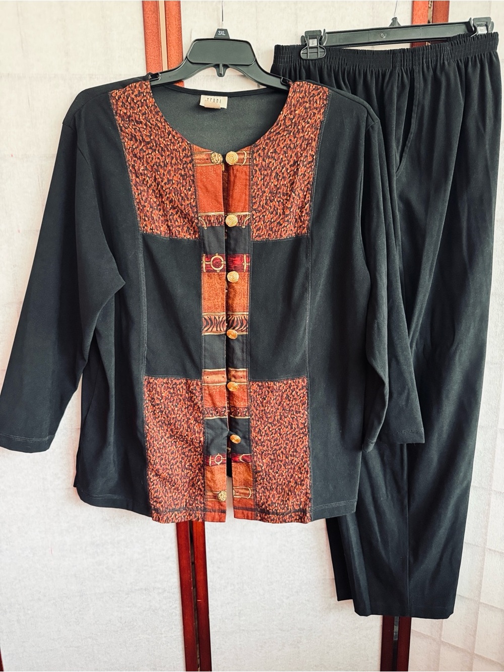 Vintage Teddi Brand  Set with Rust and Burnt Orange, size 1X